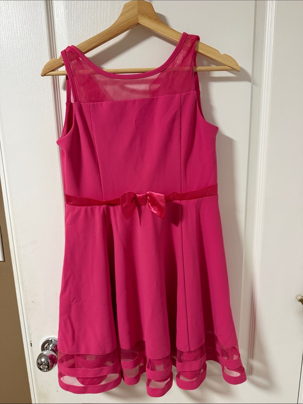 Calvin Klein Bright Pink Mesh-Trim Party Dress